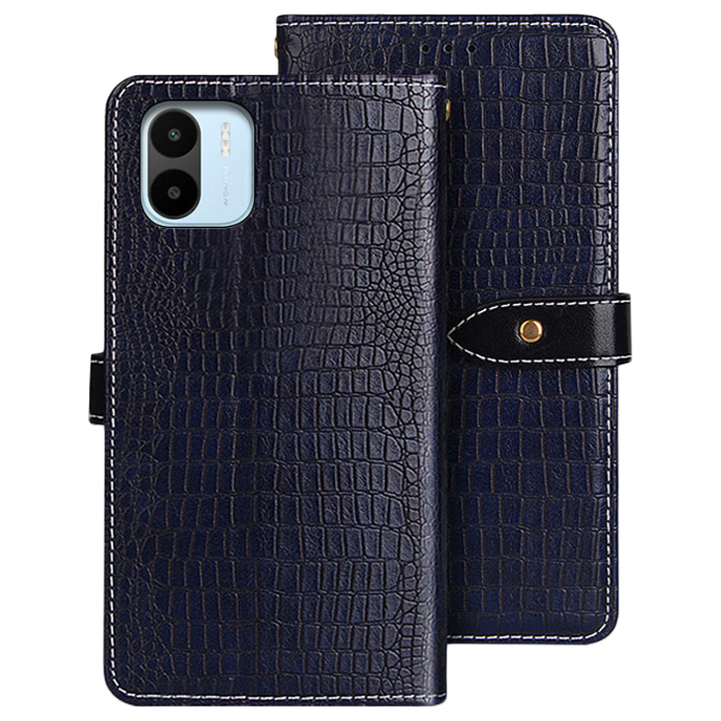 

IDEWEI Für Xiaomi Redmi A2 Schockfestes Flip Leder -telefonabdeckung Krokodiltextur Stand Wallet Telefonhülle - Blau, Xiaomi Redmi A2 4G