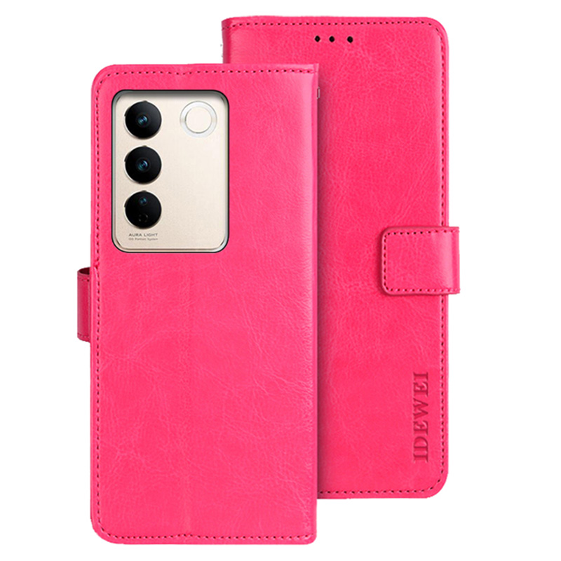 

IDEWEI Für Vivo V27 PU Lederständer Telefonhülle Folio Magnet Wallet Telefonhalter Cover - Rose, vivo V27 5G
