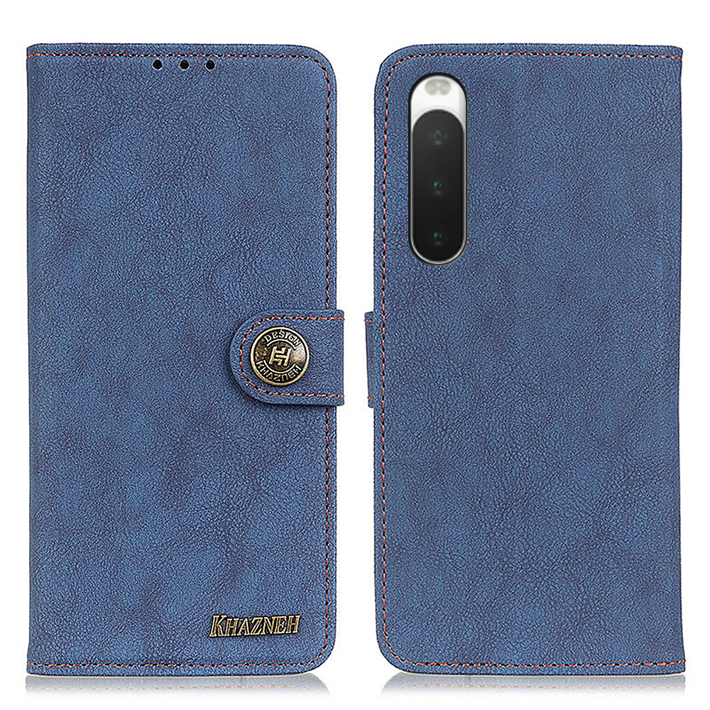 

Khazhen Für Sony Xperia 10 V Split Leder Telefon Brieftasche Abdeckung Retro Stand Telefonkoffer - Blau, Sony Xperia 10 V