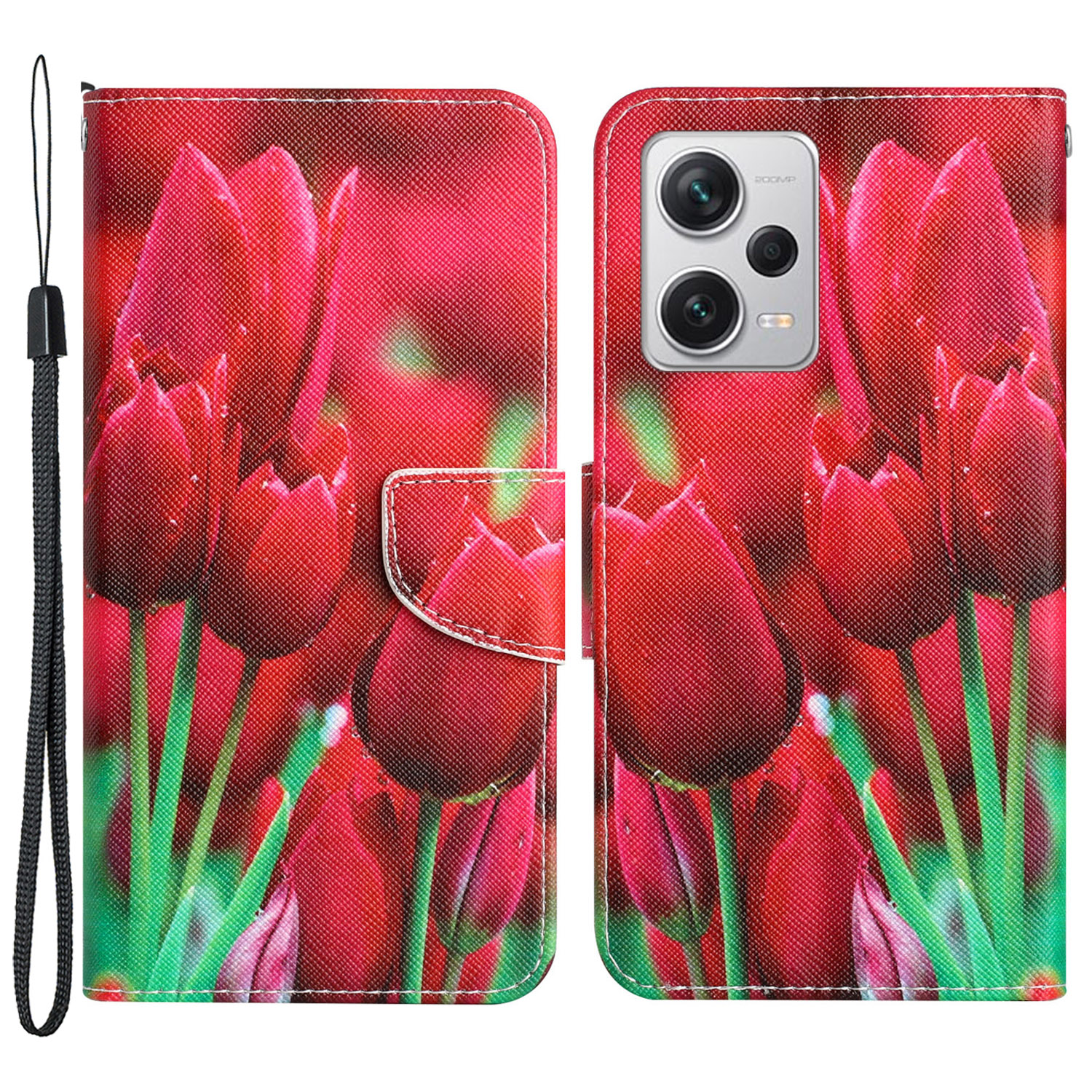 

Für Xiaomi Redmi Note 12 Pro 5g / Hinweis 12 Pro Speed ​​5g / Poco X5 Pro 5G PU Leder Ständer Musterhülle Mit Brieftasche - Tulpe, Xiaomi Redmi Note 12 Pro 5G