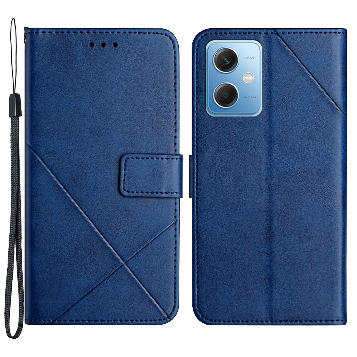 

Für Xiaomi Redmi Note 12 5g / Anmerkung 12 5G (China) / Poco X5 5G Line Drucken Anti-fall-telefonhülle Leder Brieftasche Abdeckung - Blau, Xiaomi Redmi Note 12 5G (India)