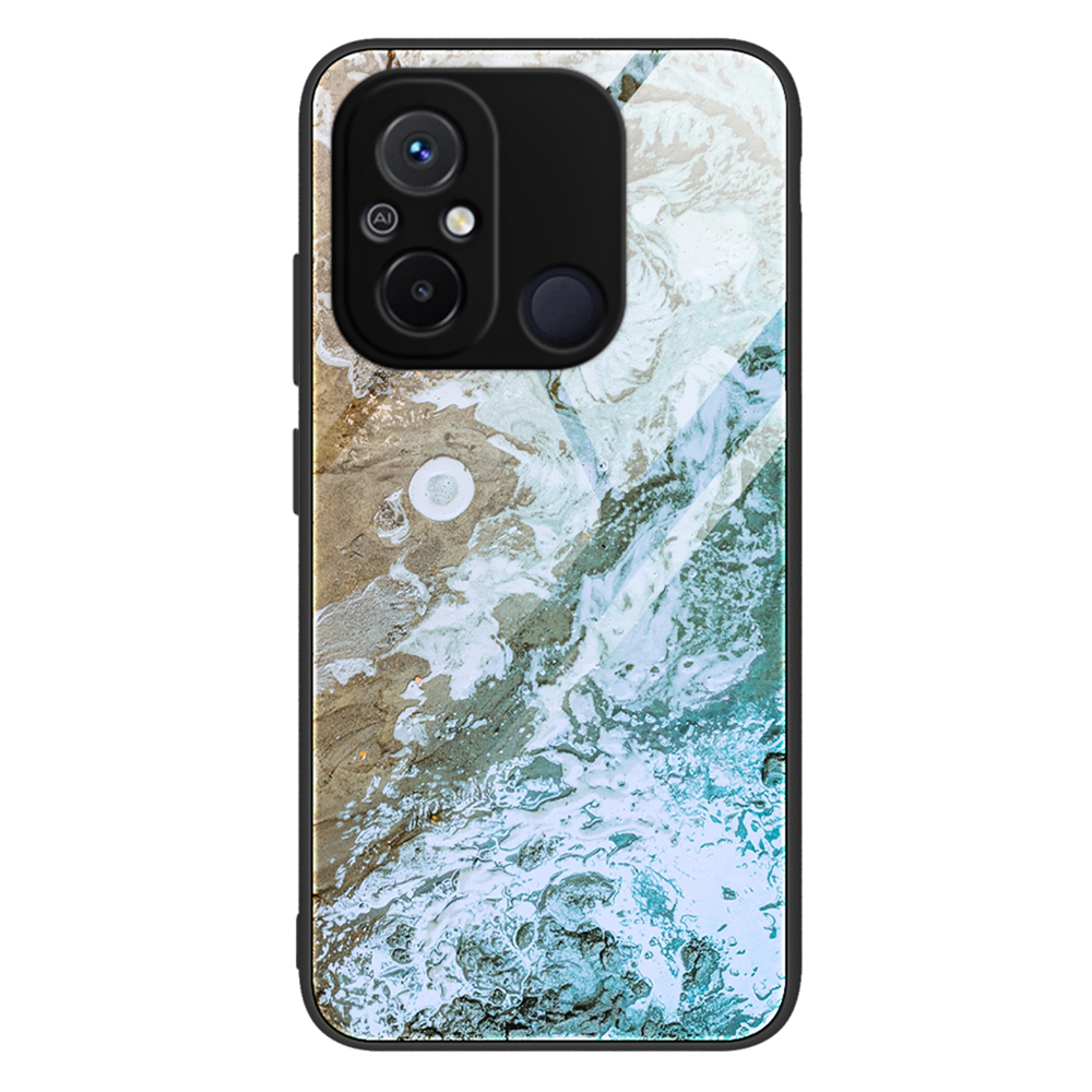 

Für Xiaomi Redmi 11a 4g / 12c 4g Telefonhülle Marmormuster Temperiertes Glas + PC + TPU -schutzhilfe - DL06, Xiaomi Redmi 11A 4G