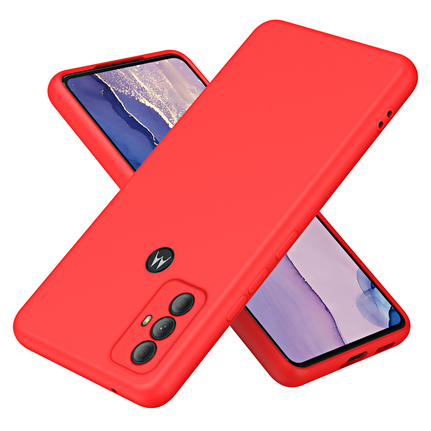

Für Motorola Moto G -leistung (2022) 2,2 mm Dicke Rückdeckabdeckung Gummierte Faserfaser -tpu -telefonhülle - Rot, Motorola Moto G Power (2022)