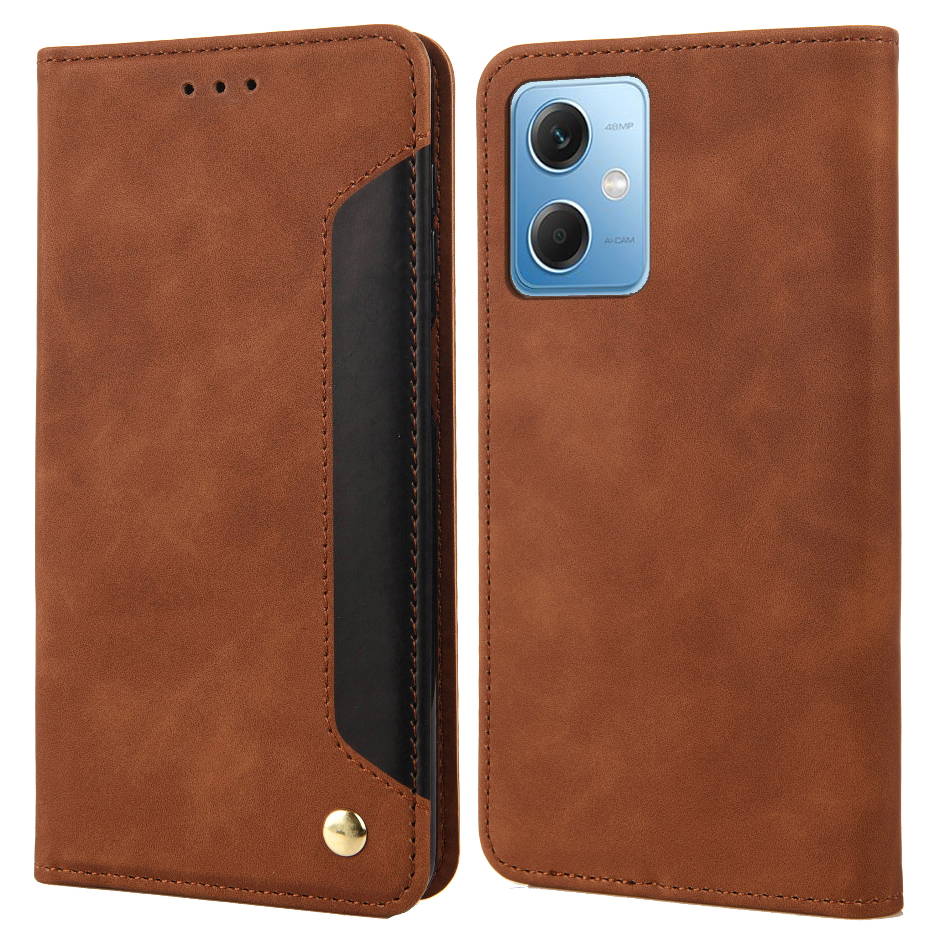 

Für Xiaomi Redmi Anmerkung 12 5G (China) / Anmerkung 12 5g / Poco X5 5G Leder Phone Hülle Farbspleißständer Brieftasche Telefonabdeckung - Braun, Xiaomi Redmi Note 12 5G (China)