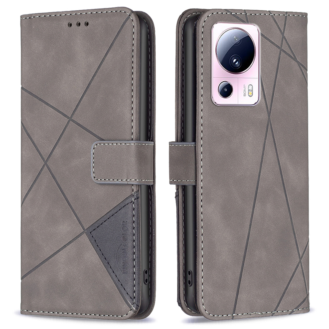 

Binfen Color BF Impressierte Muster Serie-2-stil 05 Telefonhülle Für Xiaomi 13 Lite / Civi 2 5G Telefonabdeckungsstand Wallet - Grau, Xiaomi 13 Lite