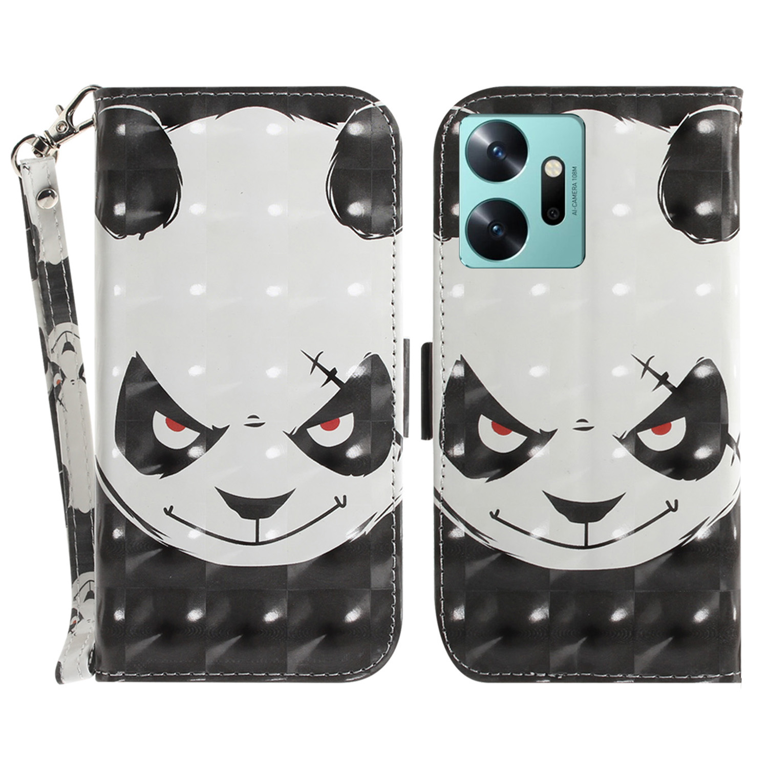 

Musterdruckphase Für Infinix Zero 20 4G Wallet -ständer Lederabdeckung Mit Riemen - Wütender Panda, Infinix Zero 20 4G