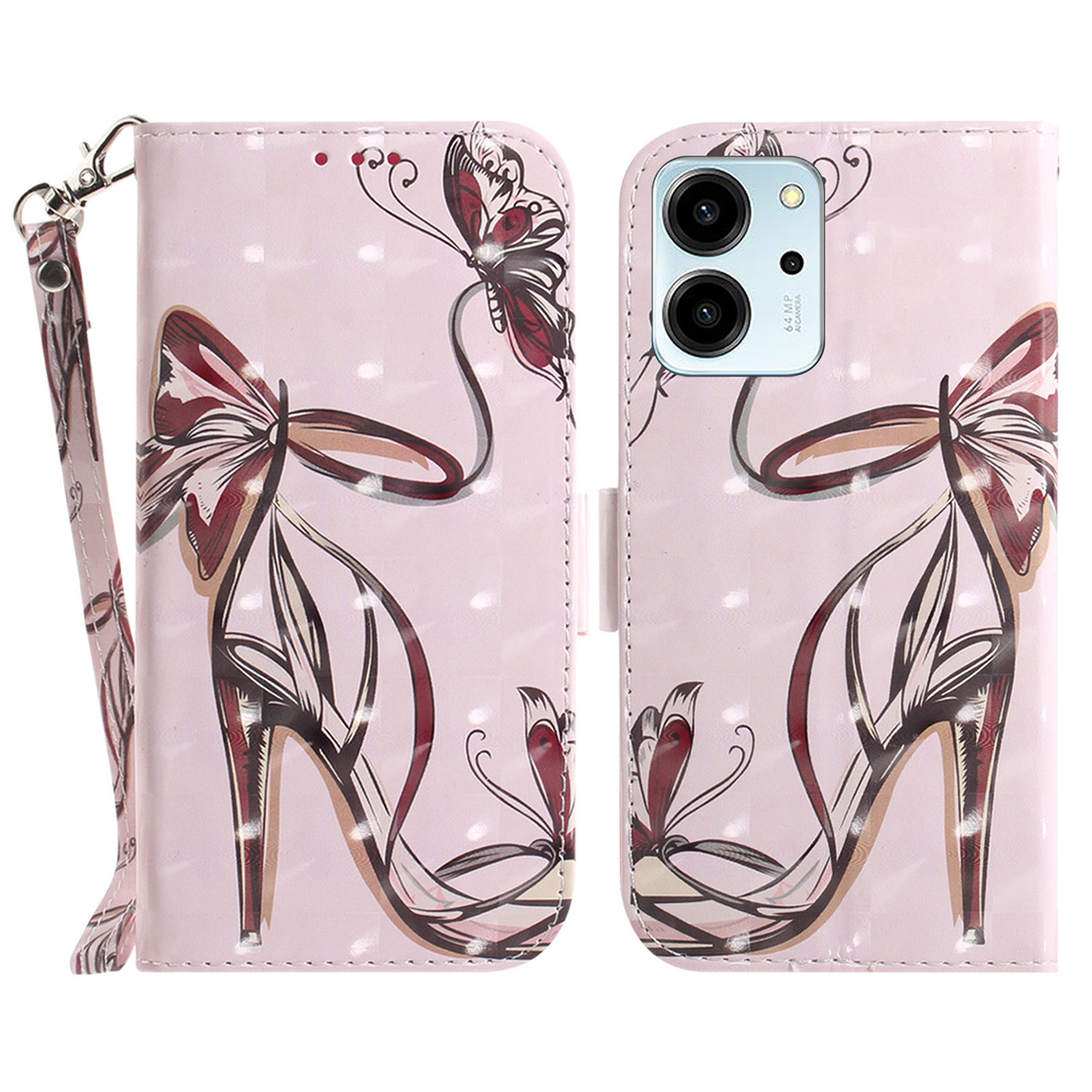

Für Ehren 80 SE 5G Anti-schock-handy-hülle Ballet PU Leder Flip Phone Deckung Mit Riemen - Butterfly High Heels, Honor 80 SE 5G