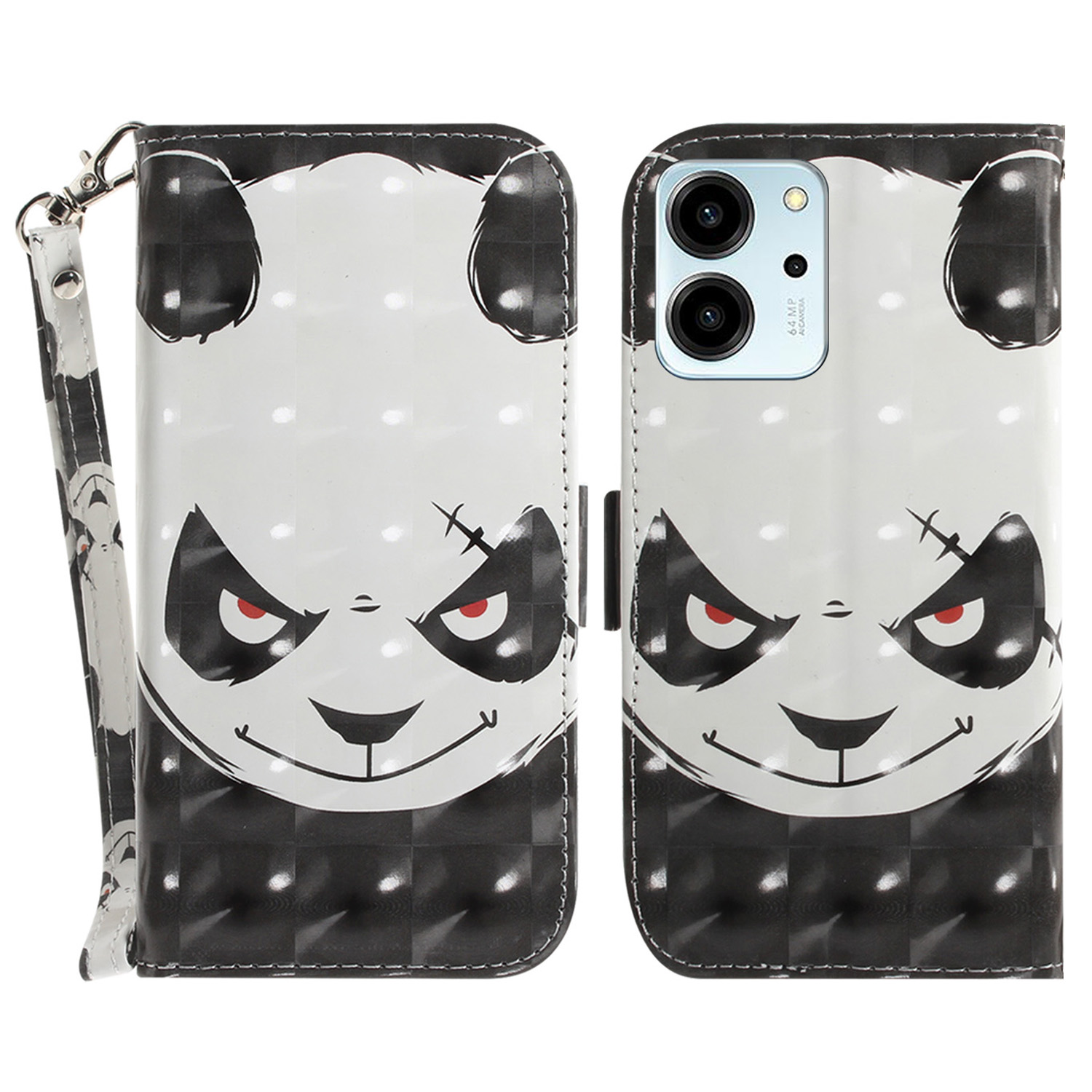 

Für Ehren 80 SE 5G Anti-schock-handy-hülle Ballet PU Leder Flip Phone Deckung Mit Riemen - Wütender Panda, Honor 80 SE 5G