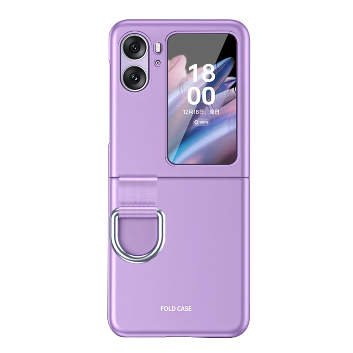 

Für Oppo Finden Sie N2 Flip 5G Ribbon Metall Ringhalter Anti-fingerabdruck Hard PC Phone Case Cover - Lila, Oppo Find N2 Flip 5G