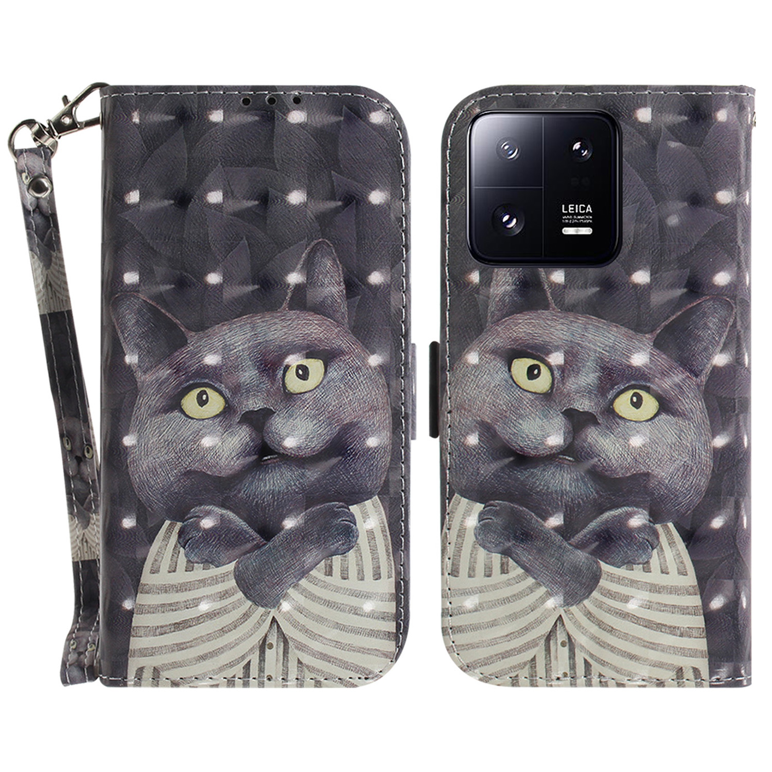 

Anti-fall-folio-flip-telefonabdeckung Für Xiaomi 13 Pro 5G Stand Wallet Telefonhülle Mit Riemen - Katze Umarmen, Xiaomi 13 Pro 5G