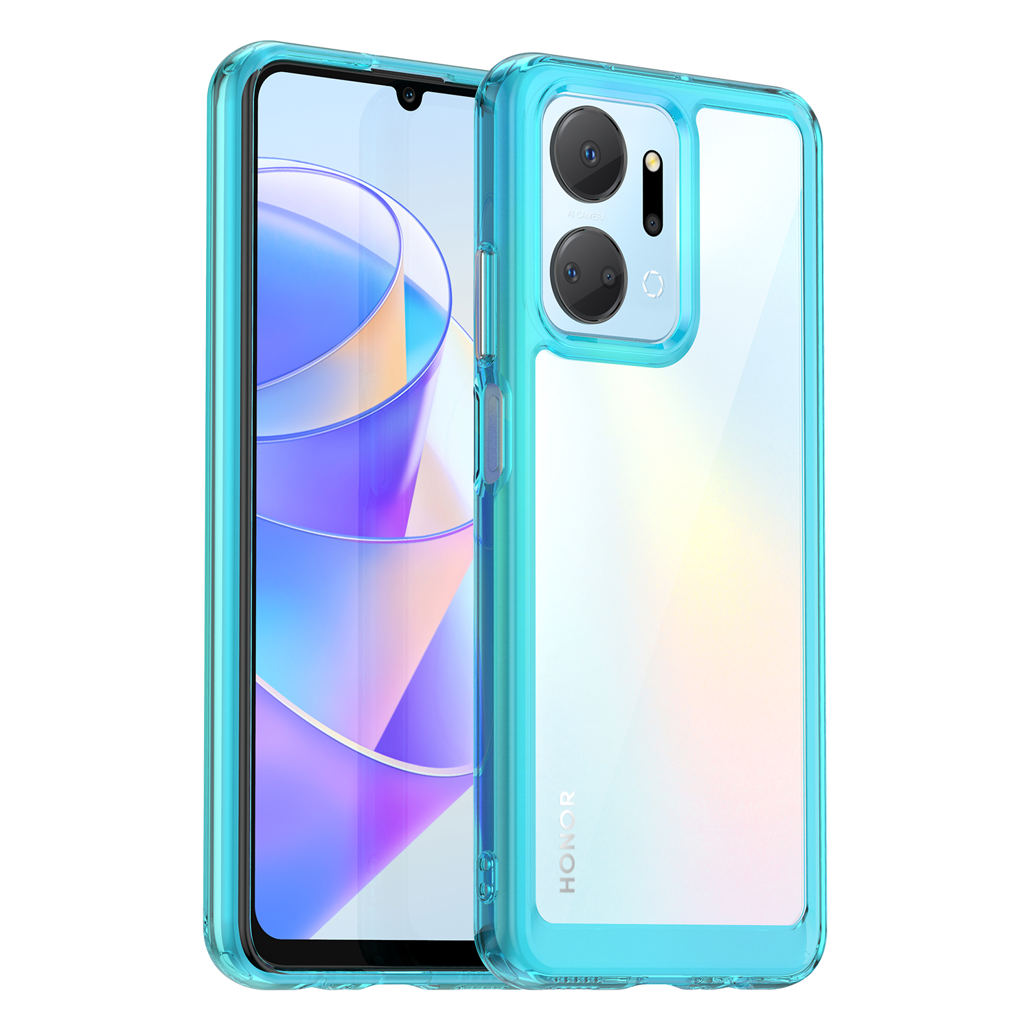 

Für Ehren X7a 5G Clear Phone Case TPU + Acryl Anti-drop-handyabdeckung - Transparent Blau, Honor X7a 5G