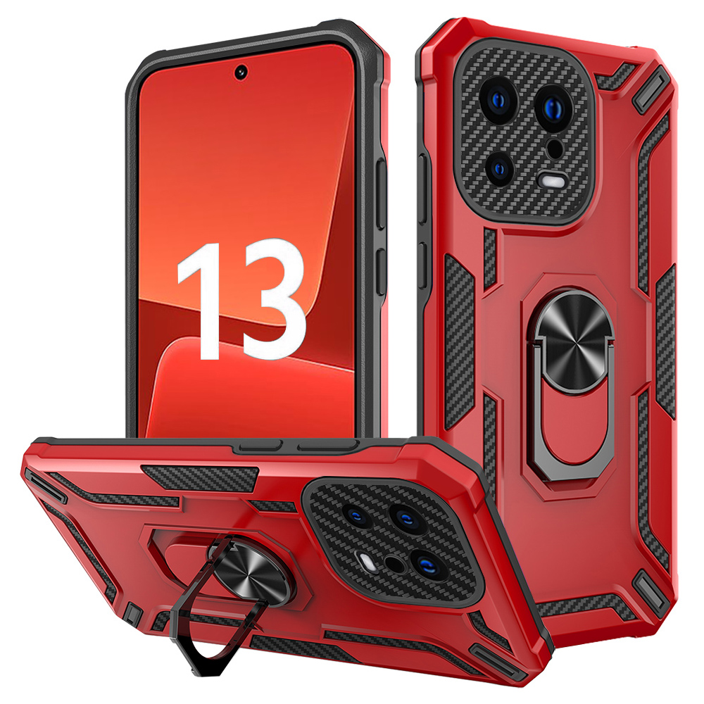 

Für Xiaomi 13 5G Ring Kickstand Phone Hülle PC + Tpu-anti-drop-rückzugabdeckung - Rot, Xiaomi 13