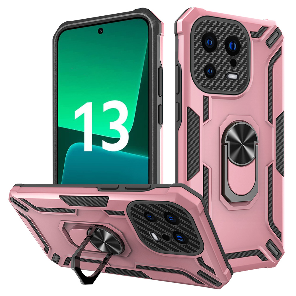 

Für Xiaomi 13 5G Ring Kickstand Phone Hülle PC + Tpu-anti-drop-rückzugabdeckung - Roségold, Xiaomi 13