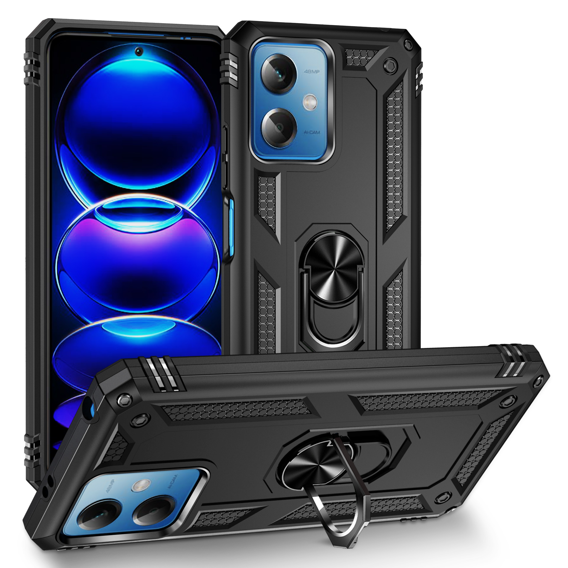 

Für Xiaomi Redmi Anmerkung 12 5G (China) / Anmerkung 12 5g / Poco X5 5G Ring Kickstand -telefonhülle TPU + PC -handyabdeckung - Schwarz, Xiaomi Redmi Note 12 5G (China)