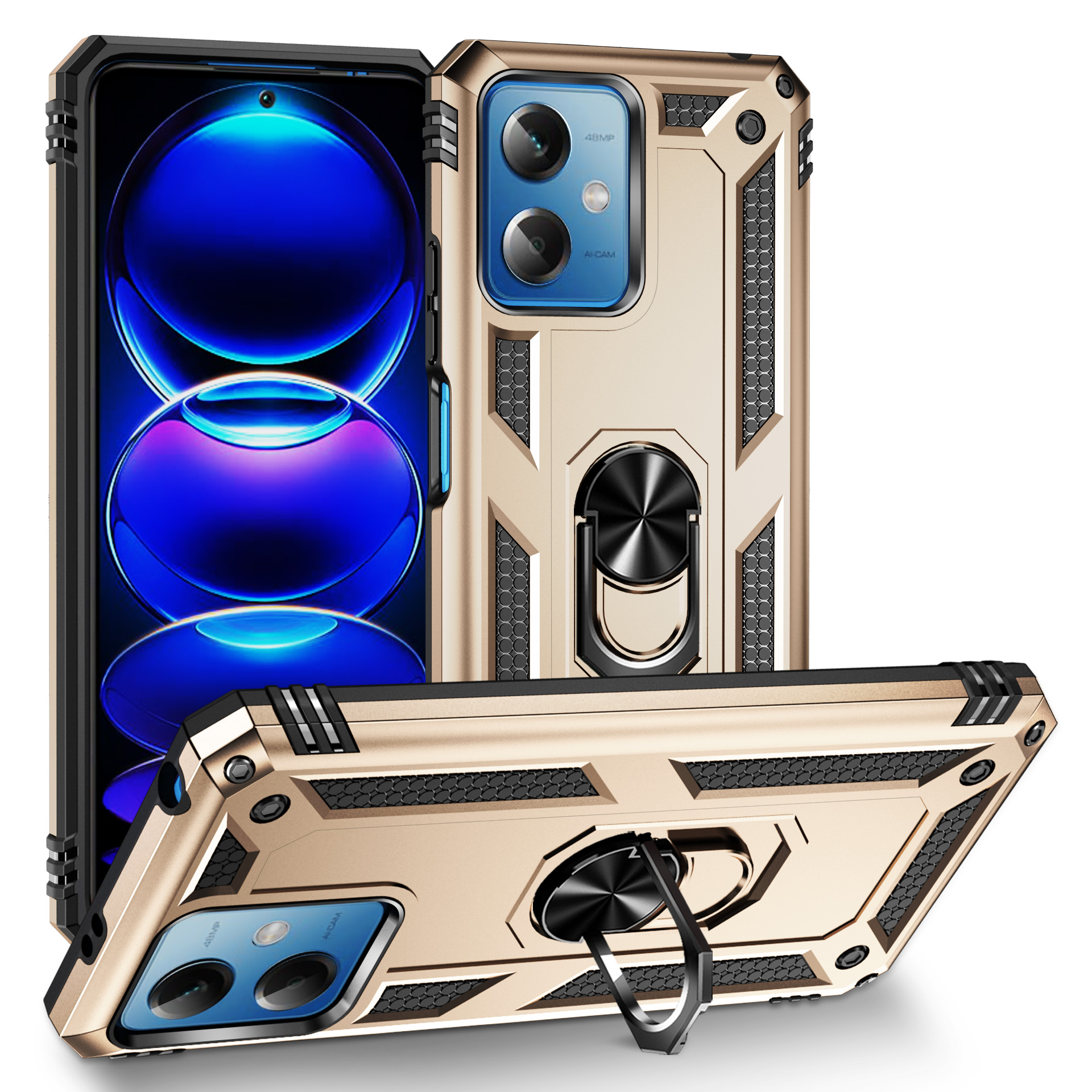 

Für Xiaomi Redmi Anmerkung 12 5G (China) / Anmerkung 12 5g / Poco X5 5G Ring Kickstand -telefonhülle TPU + PC -handyabdeckung - Gold, Xiaomi Redmi Note 12 5G (China)