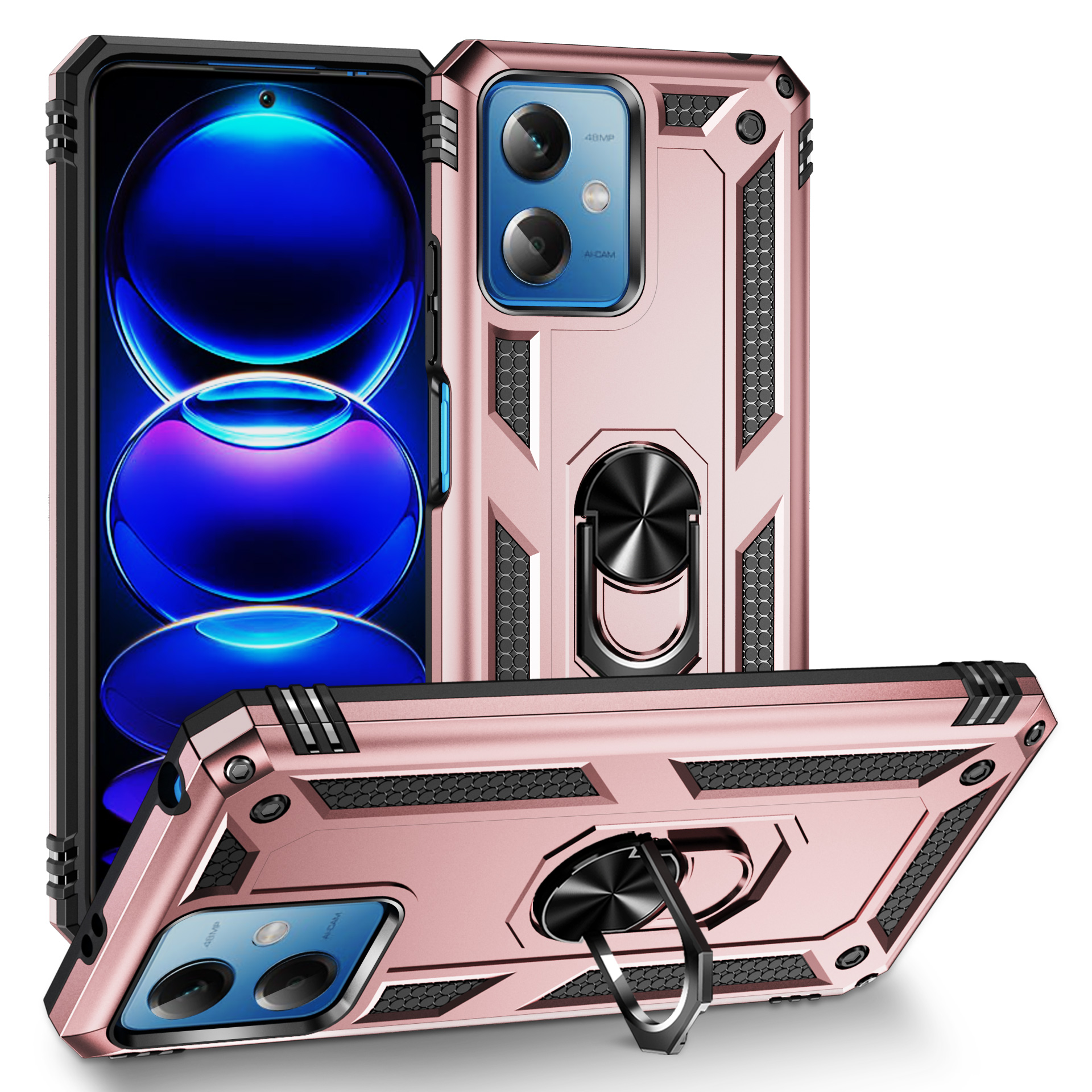 

Für Xiaomi Redmi Anmerkung 12 5G (China) / Anmerkung 12 5g / Poco X5 5G Ring Kickstand -telefonhülle TPU + PC -handyabdeckung - Roségold, Xiaomi Redmi Note 12 5G (China)