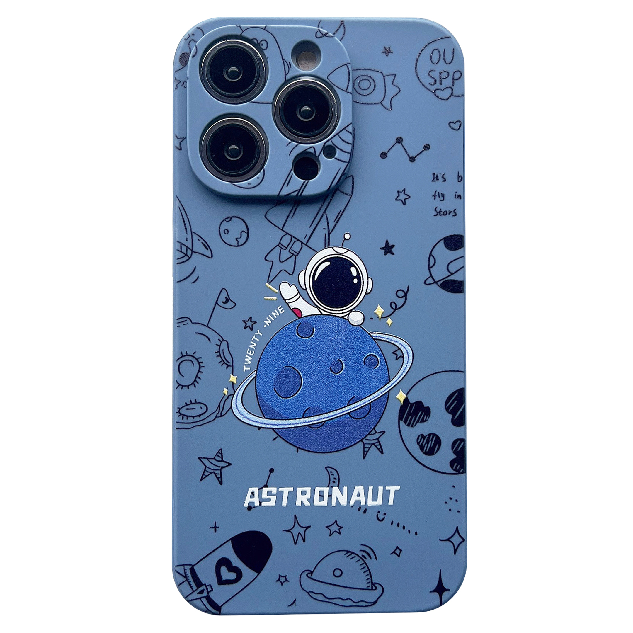 

For iPhone 14 Pro Astronaut Pattern TPU Phone Case Drop-proof Smartphone Back Cover - Blue, iPhone 14 Pro