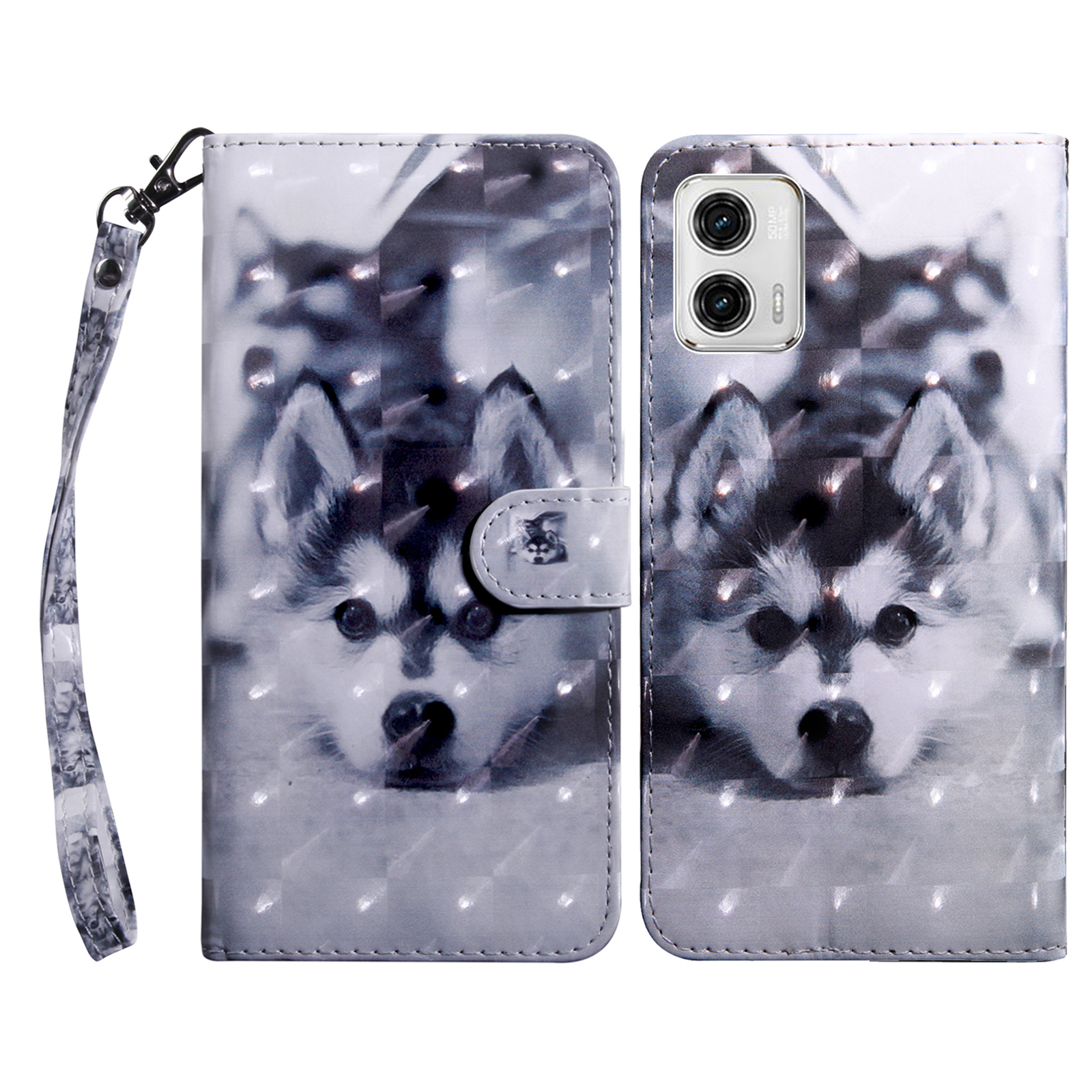 

Für Motorola Moto G73 5G PU Leder Flip Ständer Telefonhülle 3D -muster Druckbrieftasche Shell - Heiser, Motorola Moto G73 5G