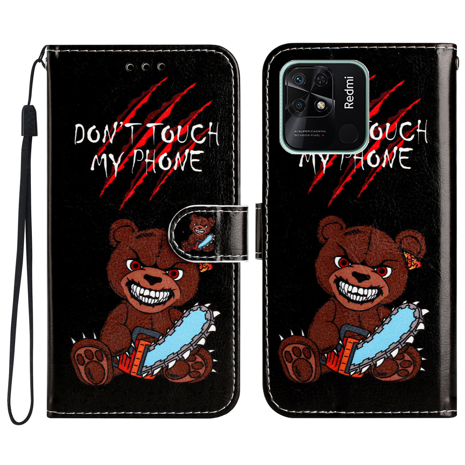 

Für Xiaomi Redmi 10C 4G PU Leder Brieftasche Flip Deckungsmuster Druckklappständer Telefonhülle - Berühre Mein Handy Nicht, Xiaomi Redmi 10C 4G