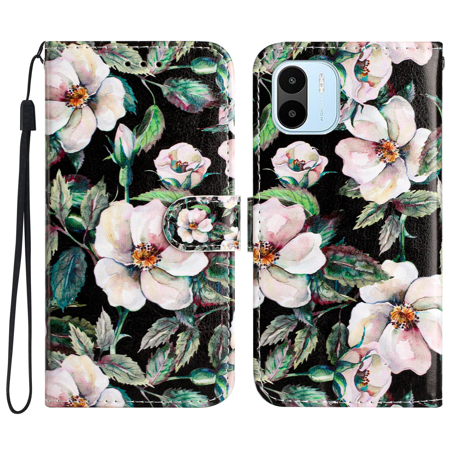 

Für Xiaomi Redmi A1 4G Telefonhülle PU -leder -muster -druckstillschicht -flip -abdeckung - Magnolie, Xiaomi Redmi A2 4G