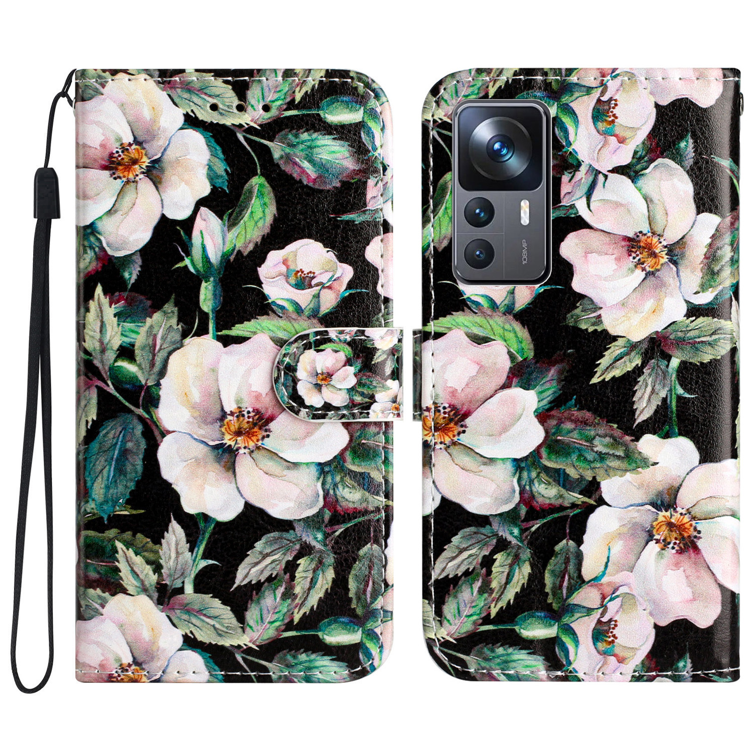 

PU Leder Telefonhülle Für Xiaomi 12t 5G / 12t Pro 5g / Redmi K50 Ultra 5g, Musterdruck Brieftasche Folio Flip Cover Ständer - Magnolie, Xiaomi 12T 5G