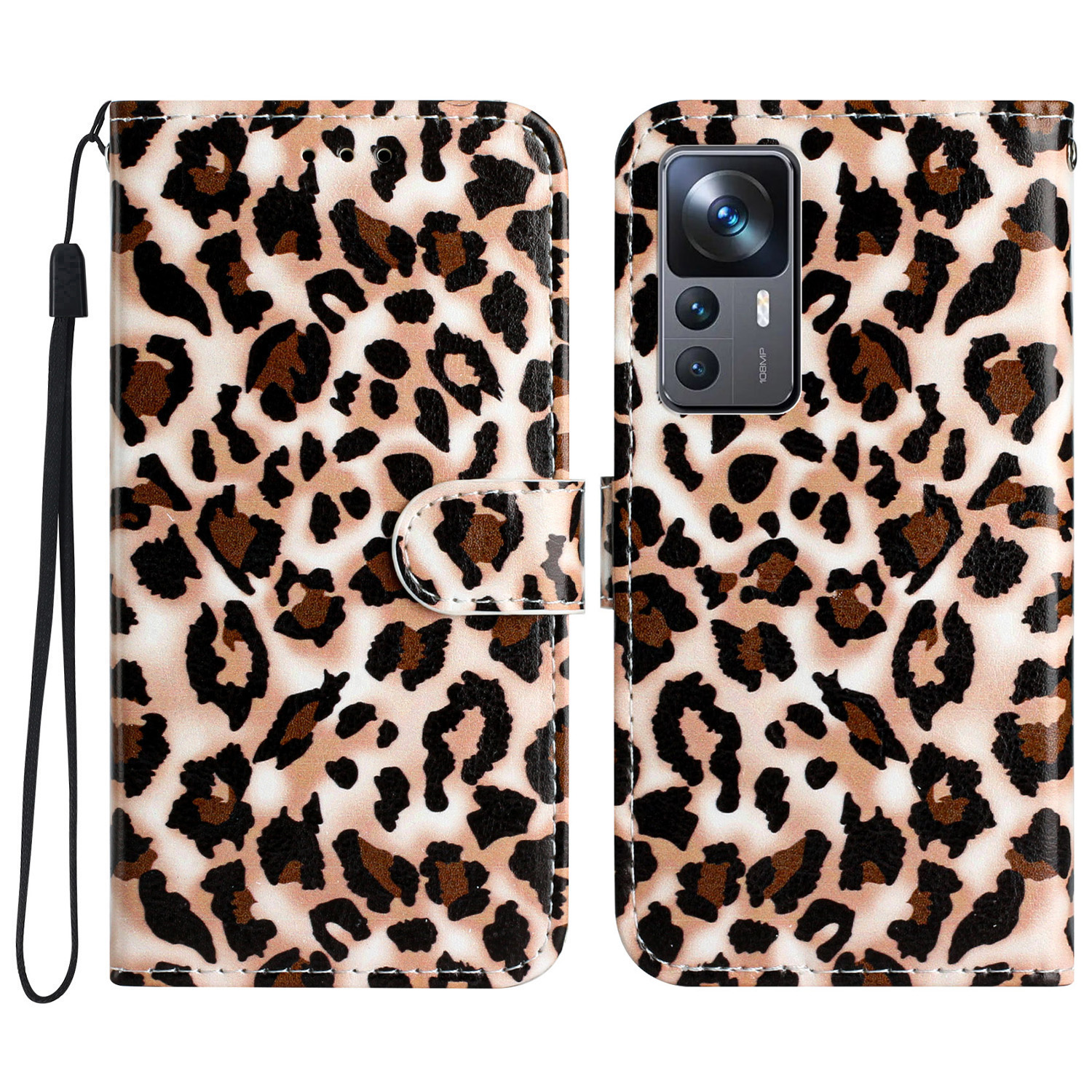 

PU Leder Telefonhülle Für Xiaomi 12t 5G / 12t Pro 5g / Redmi K50 Ultra 5g, Musterdruck Brieftasche Folio Flip Cover Ständer - Leopardendruck, Xiaomi 12T 5G