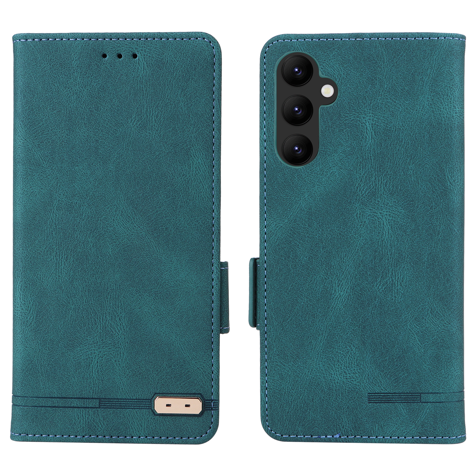 

For Samsung Galaxy A24 4G Cell Phone Case Hardware Decor PU Leather Stand Wallet Phone Cover - Green, Galaxy A24 4G