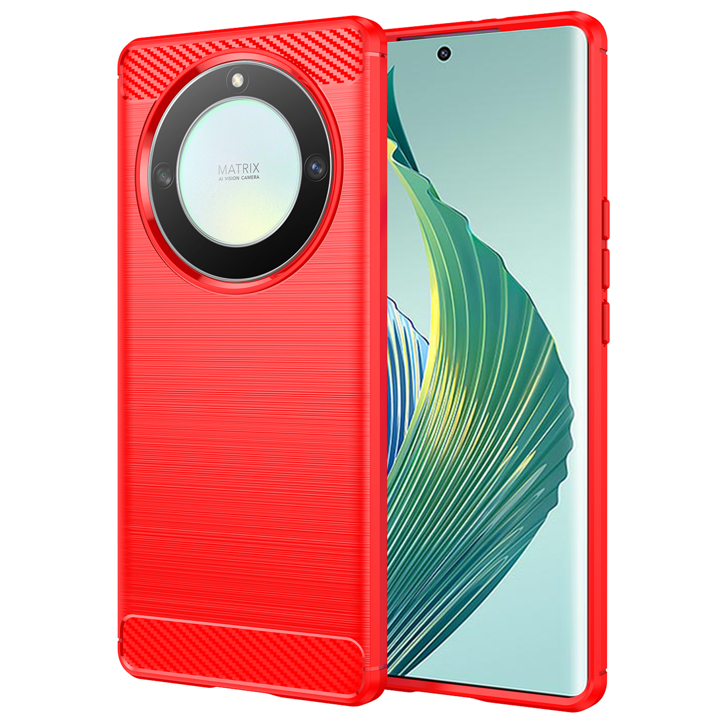 

Für Ehrenmagie 5g 5g / X40 5g / X9a 5G Telefonkoffer, Kohlefasertextur Gebürstete TPU -schutzabdeckung - Rot, Honor X40 5G
