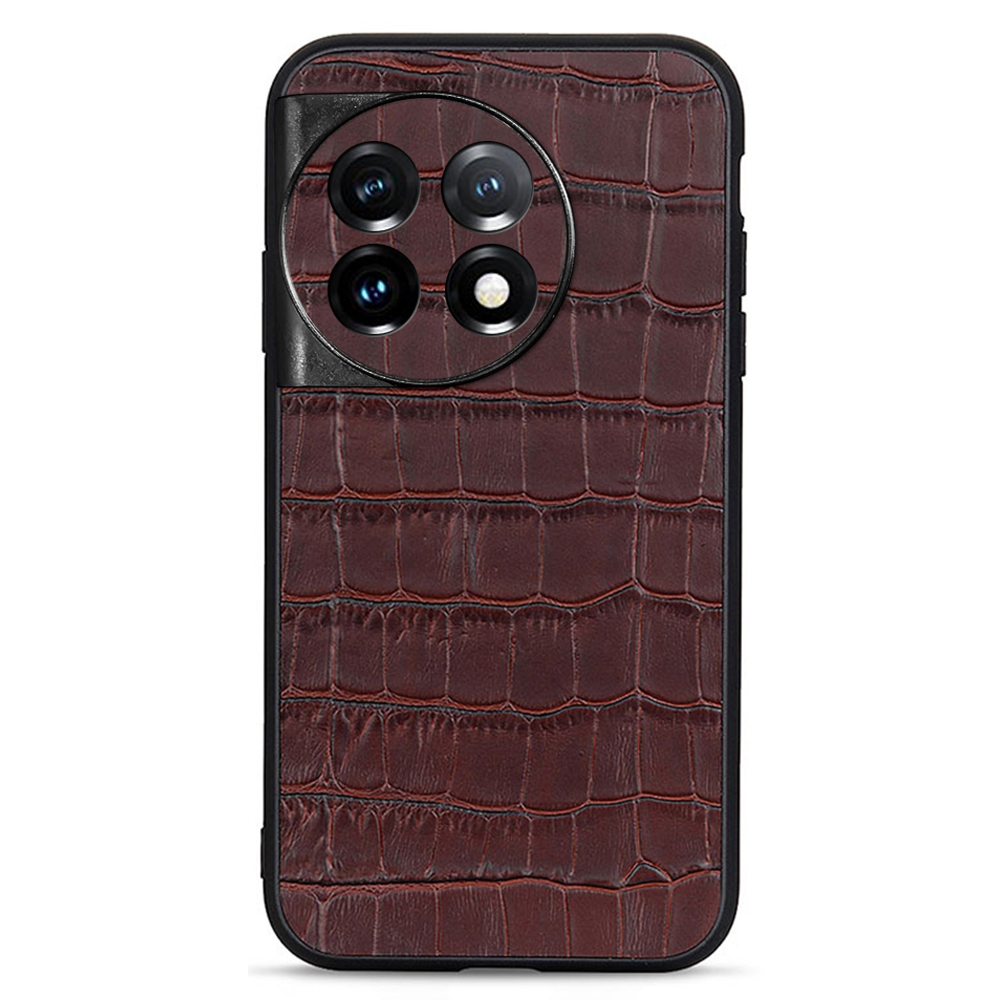 

Für OnePlus 11 5G Echtes Leder + TPU Crocodile Texture Phone Case Drop-proof Mobile Cover - Braun, OnePlus 11 5G