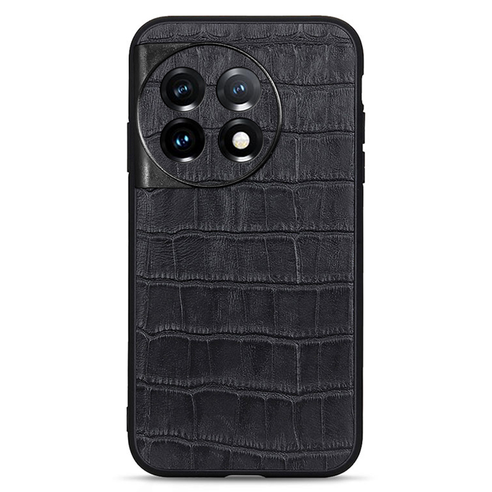 

Für OnePlus 11 5G Echtes Leder + TPU Crocodile Texture Phone Case Drop-proof Mobile Cover - Schwarz, OnePlus 11 5G