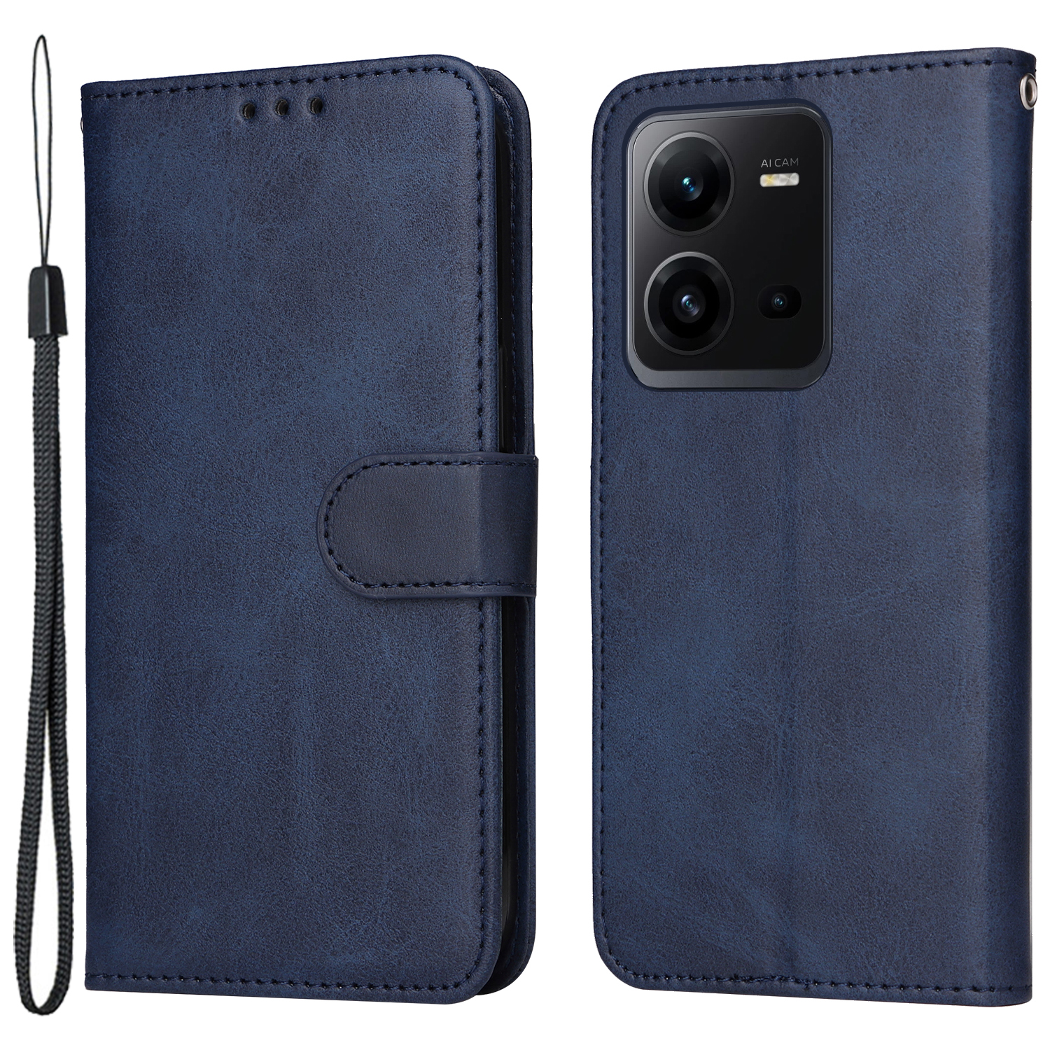 

Für Vivo V25 5g / V25e 4G Leder -telefonhülle Wälte Textur Stand Brieftasche Schutzmobilabdeckung - Blau, vivo V25 5G