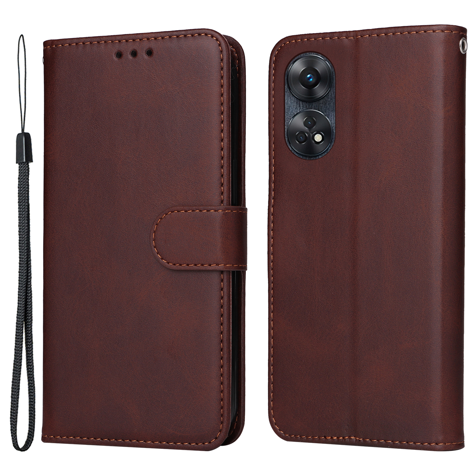 

Für Oppo Reno8 T 4G Telefon Leder Hülle Kälber Texturstand Brieftasche Schutzhelfer - Braun, Oppo Reno8 T 4G