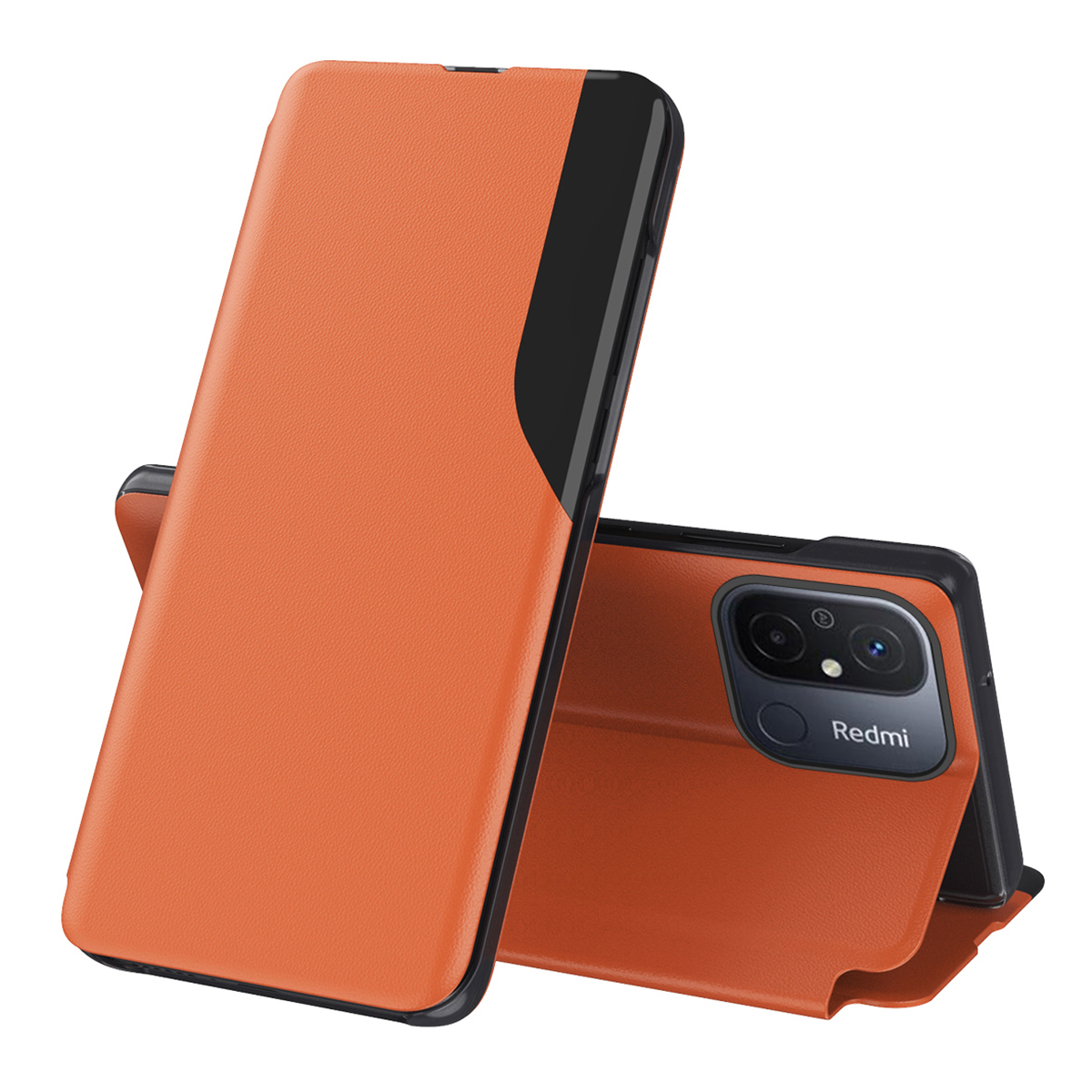 

Für Xiaomi Redmi 12c 4G PU Leder -seitenscheiben -hülle Telefonabdeckung - Orange, Xiaomi Redmi 12C 4G