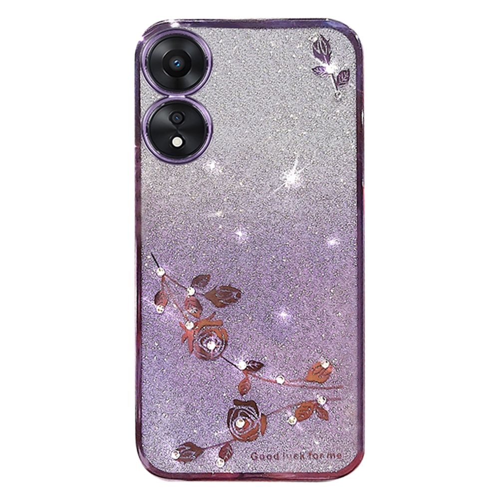 

Strass -dekor -telefonabdeckung Für Oppo A58 5g, Gradient Glitter Blumenmuster TPU Telefon Hülle - Lila, Oppo A58 5G
