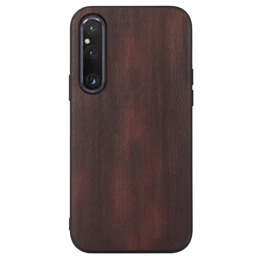 

Für Sony Xperia 1 V -telefonhülle, Strukturierte PU -leder -schütze Mit Kokkopflederbeschichtetem TPU + PC -schutzhülle - Kaffee, Sony Xperia 1 V