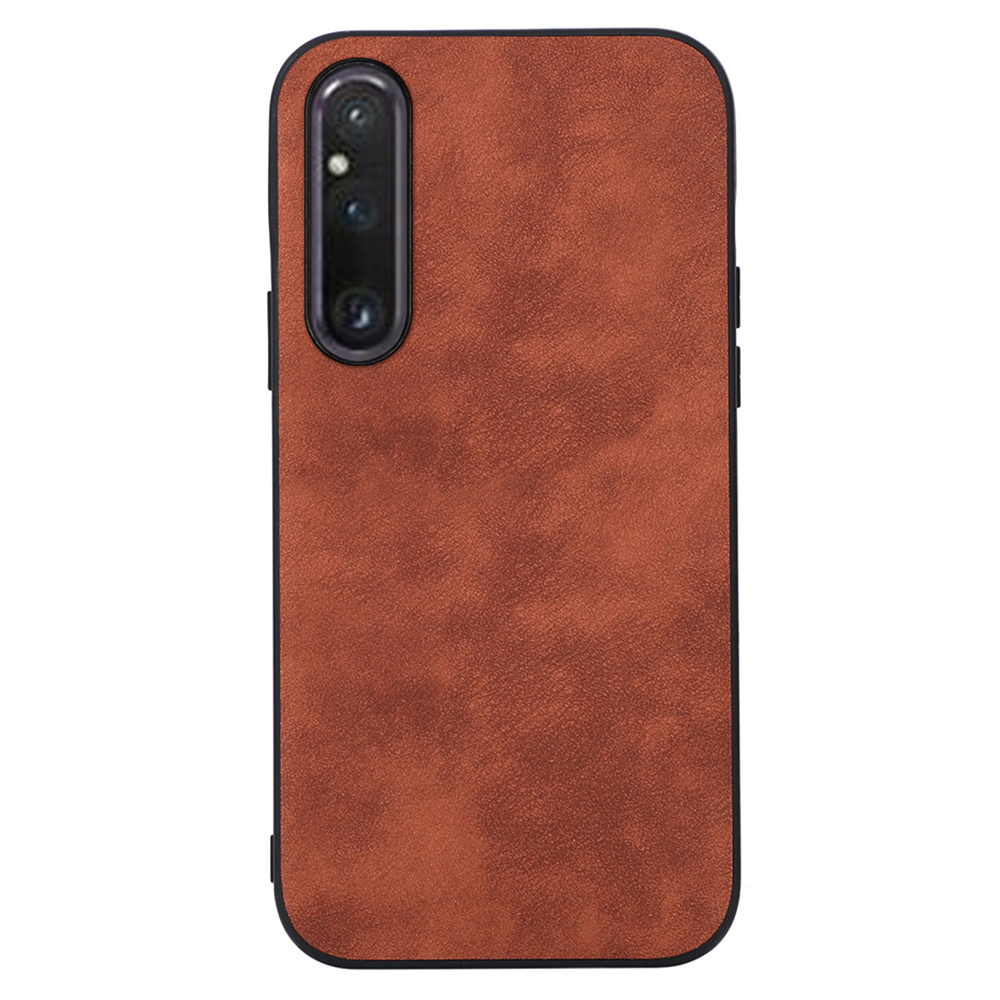 

Für Sony Xperia 1 V Telefonschale Strukturierte PU -leder -pc+tpu -protektorabdeckung - Braun, Sony Xperia 1 V