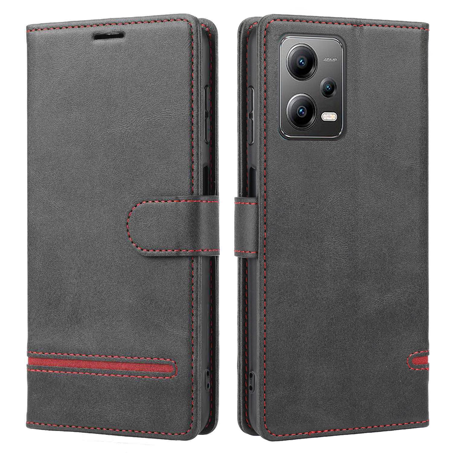 

Für Xiaomi Redmi Note 12 Pro+ 5g / 12 Explorer 5G Wallet Hülle Horizontale Leitungsständer Lederabdeckung - Schwarz, Xiaomi Redmi Note 12 Pro+ 5G