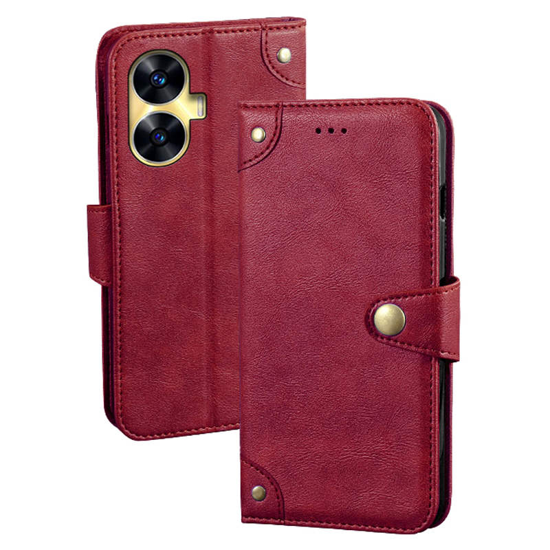 

Idewei Für Realme C55 Schutzhülle Flip Leder Brieftaschen -handy -ständer Cover - Rot, Realme C55