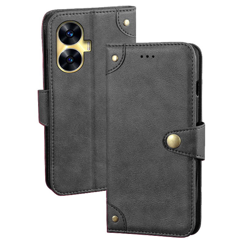 

Idewei Für Realme C55 Schutzhülle Flip Leder Brieftaschen -handy -ständer Cover - Schwarz, Realme C55
