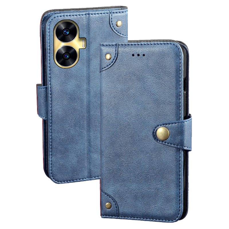 

Idewei Für Realme C55 Schutzhülle Flip Leder Brieftaschen -handy -ständer Cover - Blau, Realme C55
