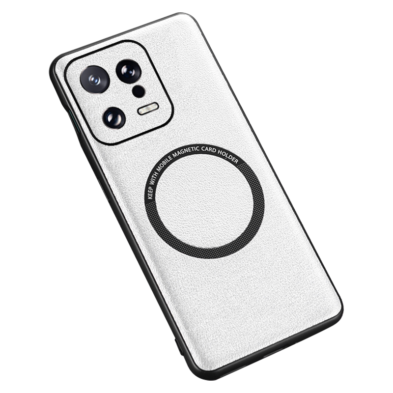 

Für Xiaomi 13 5G PU Lederbeschichtete TPU+PC -abdeckung Kompatibel Mit Magsafe Ladegerät Telefonhülle - Weiss, Xiaomi 13
