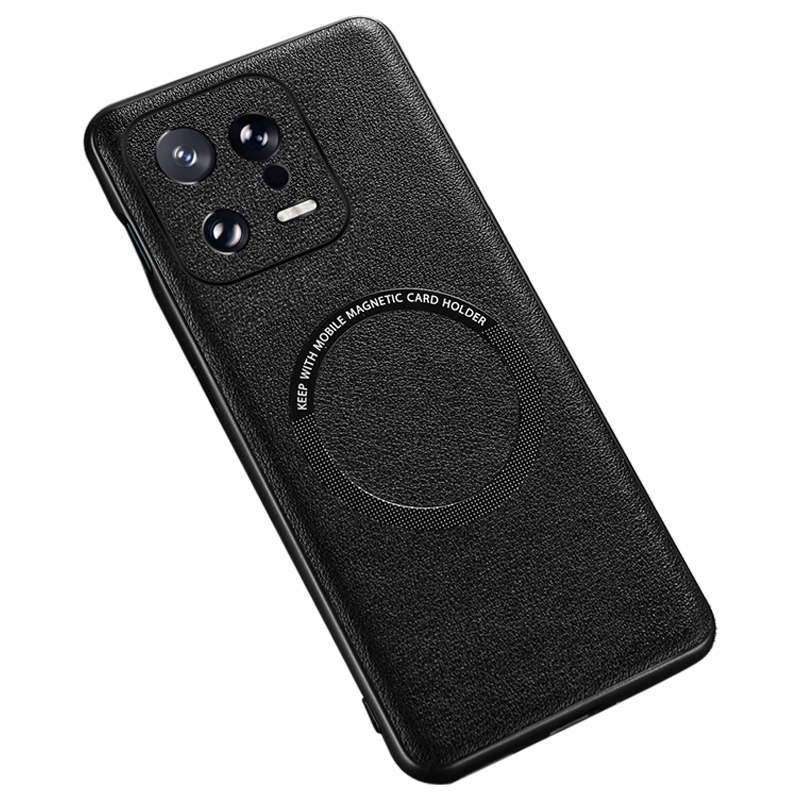 

Für Xiaomi 13 5G PU Lederbeschichtete TPU+PC -abdeckung Kompatibel Mit Magsafe Ladegerät Telefonhülle - Schwarz, Xiaomi 13