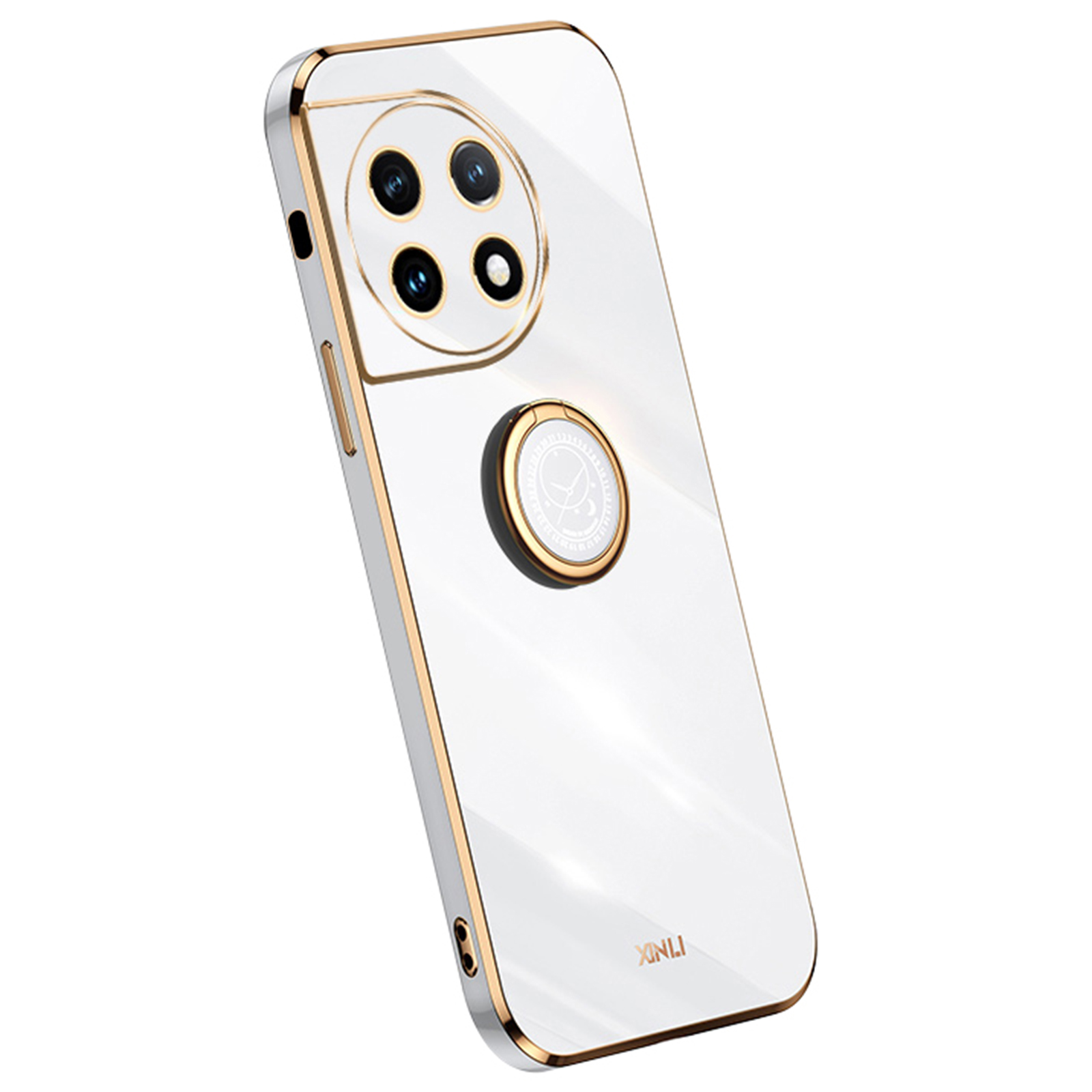 

Xinli Für OnePlus 11 5G Ring Kickstand Elektroplating Phone Case Anti-drop-tpu-telefonabdeckung - Weiss, OnePlus 11 5G
