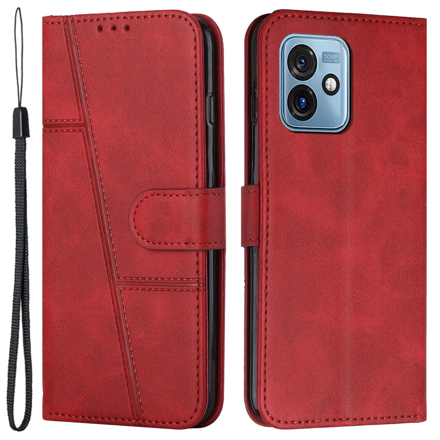

Für Motorola Moto G 5G (2023) PU Leder -brieftaschenhülle Hülle Schutzhelfer -telefonabdeckung - Rot, Motorola Moto G 5G (2023)
