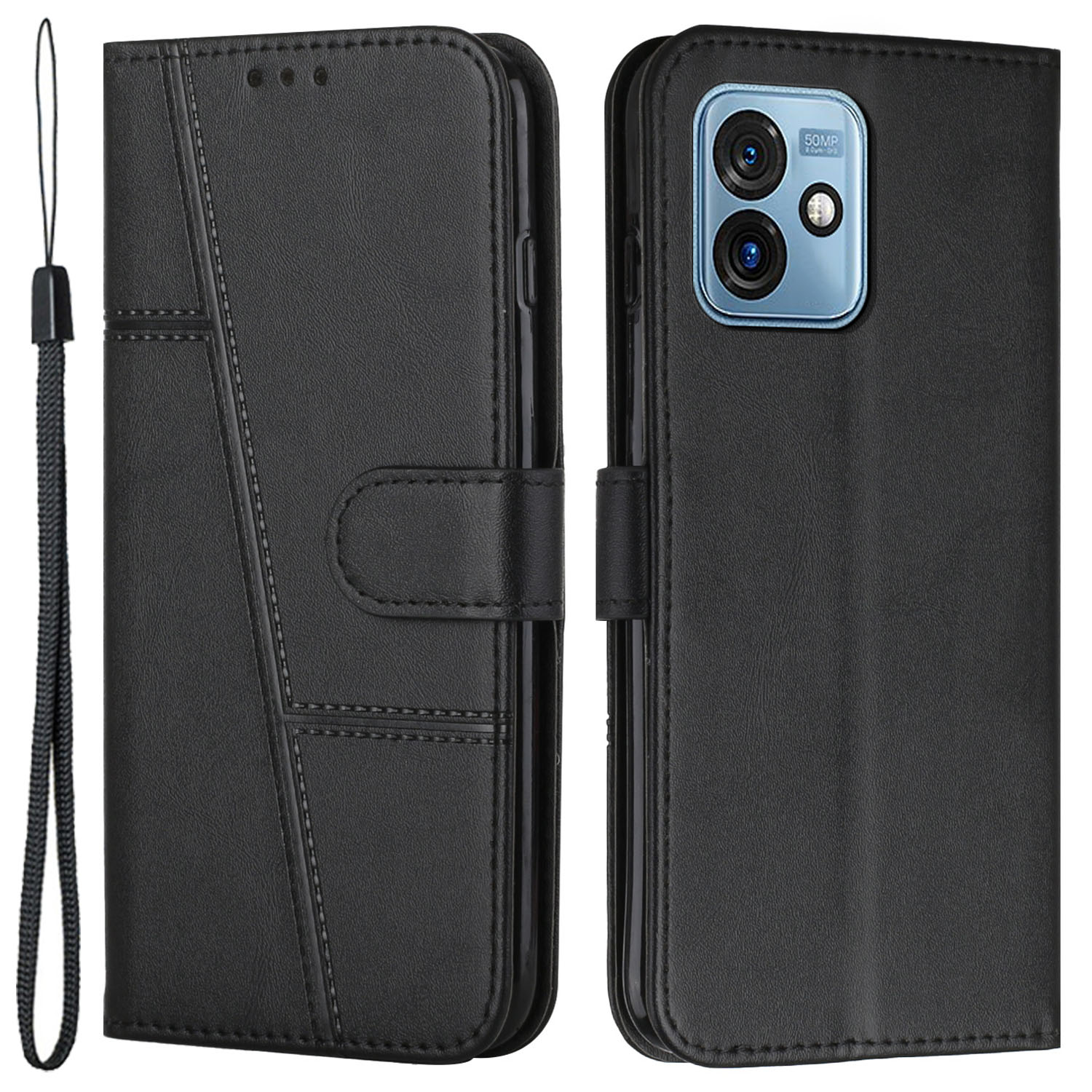 

Für Motorola Moto G 5G (2023) PU Leder -brieftaschenhülle Hülle Schutzhelfer -telefonabdeckung - Schwarz, Motorola Moto G 5G (2023)