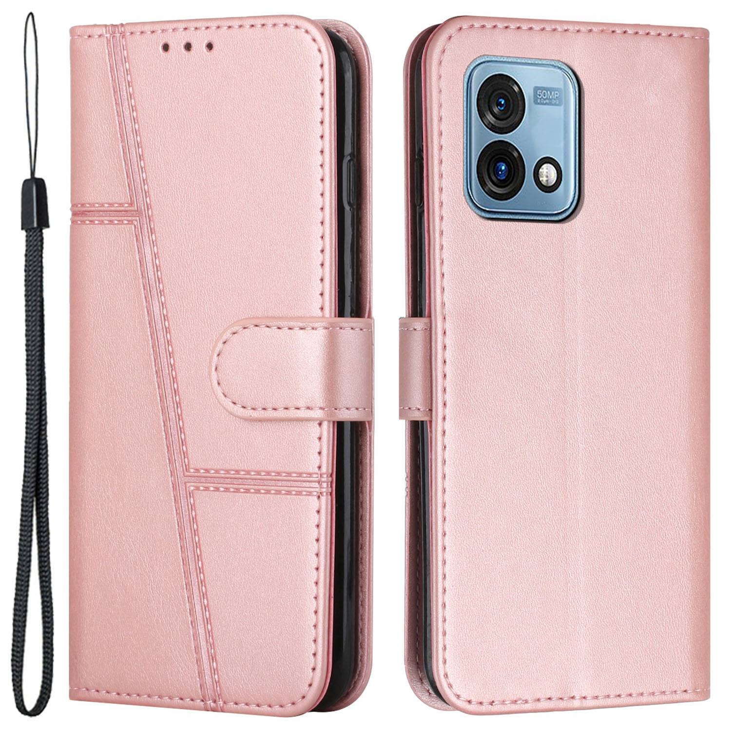 

Für Motorola Moto G Stylus 5G (2023) Telefonhülle PU Leder Folio Flip Cover Wallet Telefonschale Mit Ständer - Roségold, Motorola Moto G Stylus 5G (2023)