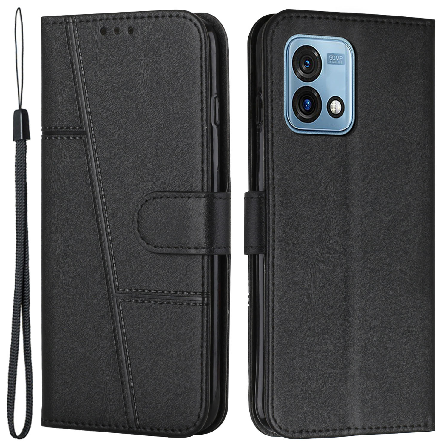 

Für Motorola Moto G Stylus 5G (2023) Telefonhülle PU Leder Folio Flip Cover Wallet Telefonschale Mit Ständer - Schwarz, Motorola Moto G Stylus 5G (2023)