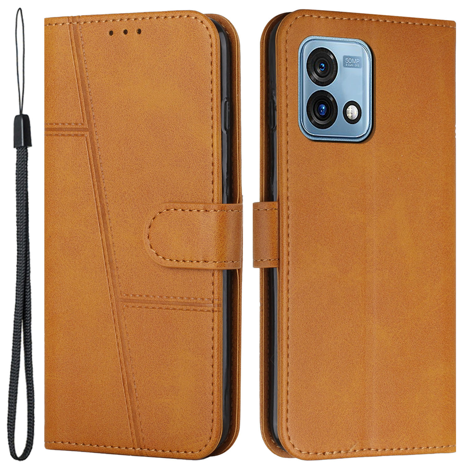 

Für Motorola Moto G Stylus 5G (2023) Telefonhülle PU Leder Folio Flip Cover Wallet Telefonschale Mit Ständer - Gelb, Motorola Moto G Stylus 5G (2023)