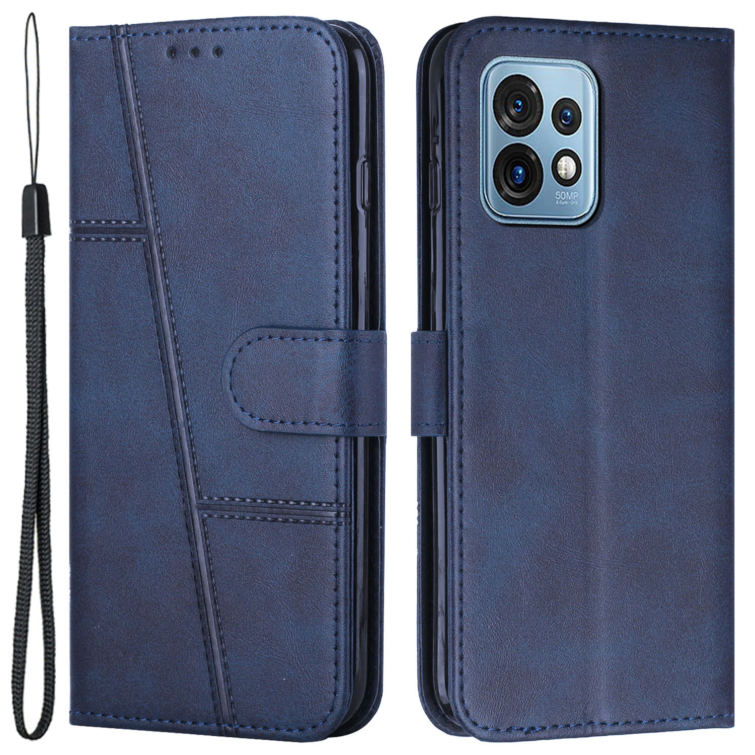 

Für Motorola Edge+(2023) / Moto X40 5g / X40 Pro 5G PU Leder Brieftasche Schutzschale Flip Ständer Telefonhülle - Saphir, Motorola Moto X40 5G