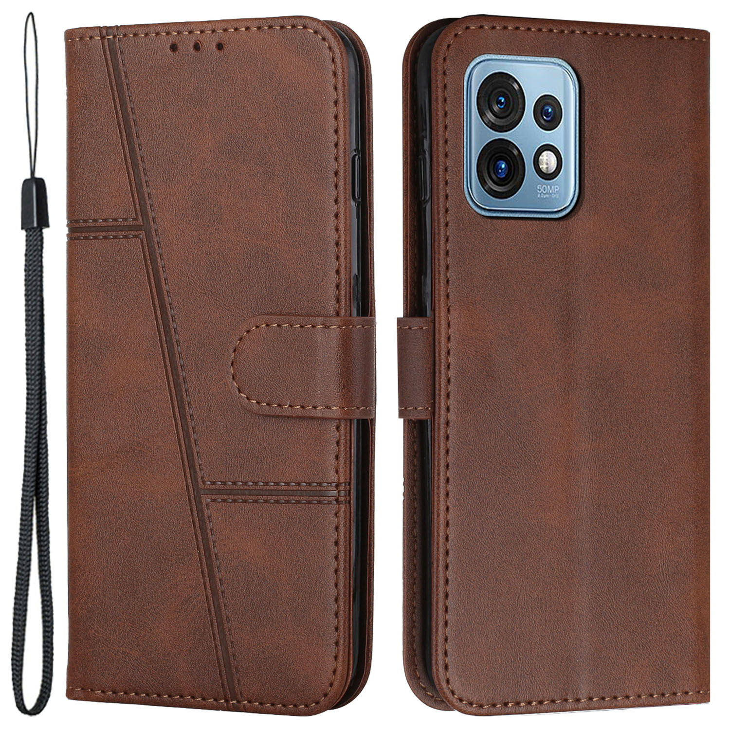

Für Motorola Edge+(2023) / Moto X40 5g / X40 Pro 5G PU Leder Brieftasche Schutzschale Flip Ständer Telefonhülle - Braun, Motorola Moto X40 5G